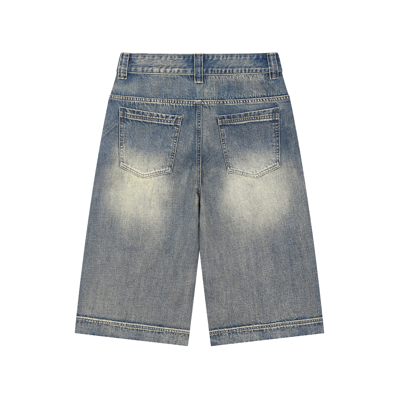 JacquardStudios Wash Baggy Denim Shorts in Blue, alternate view