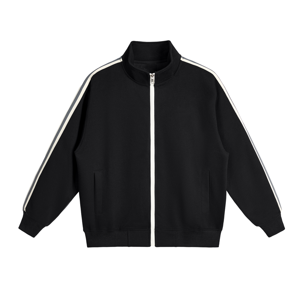 Jacket of the JacquardStudios Atelier Stripe Tracksuit in Black, alternate view