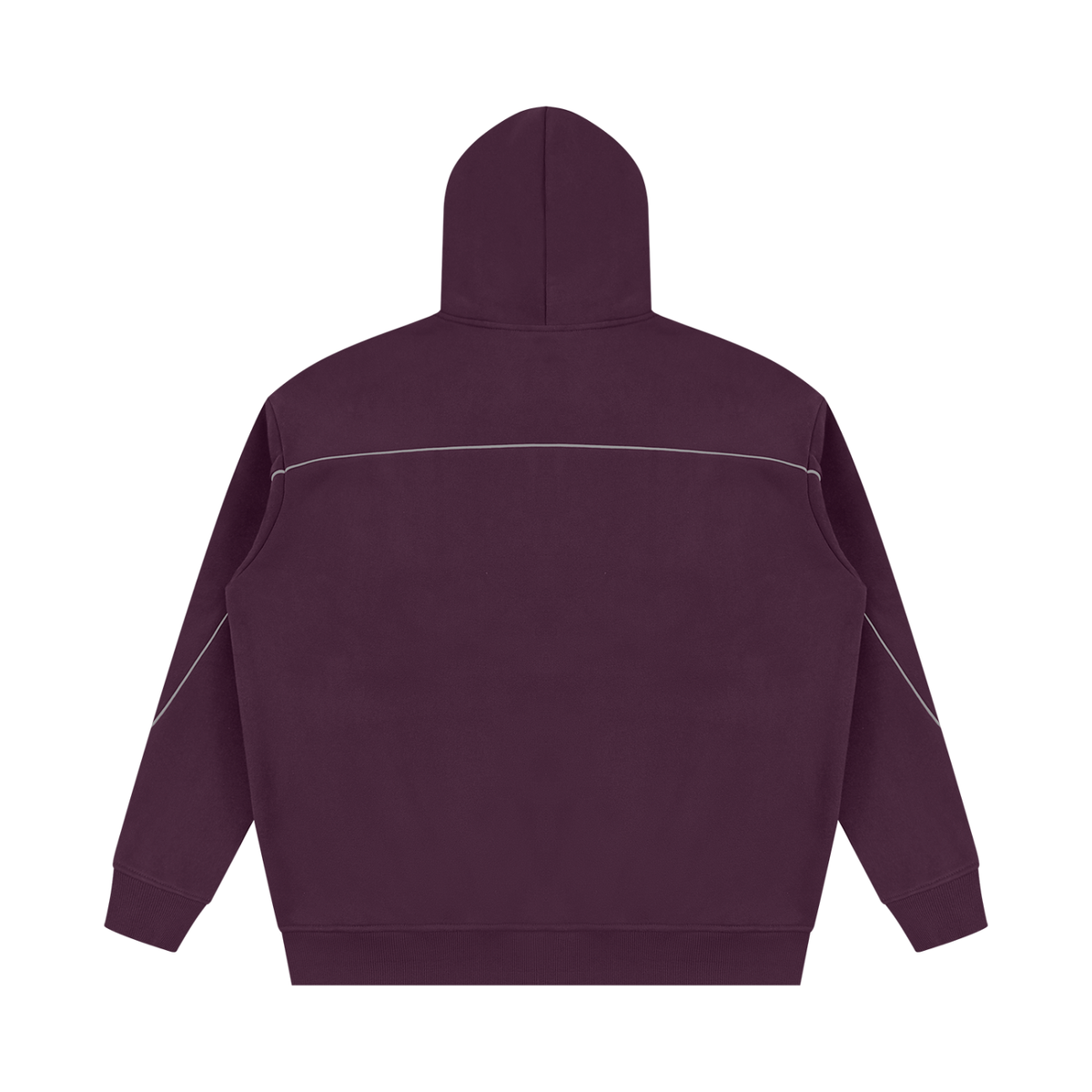JacquardStudios Unisex Oversized Piping Fleece Hoodie in Plum Purple, alternate view