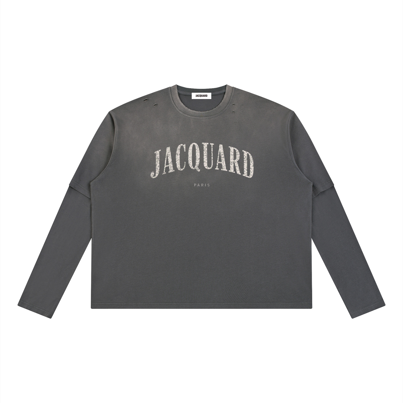 JacquardStudios Unisex Washed Layered Long Sleeve in Dark Gray