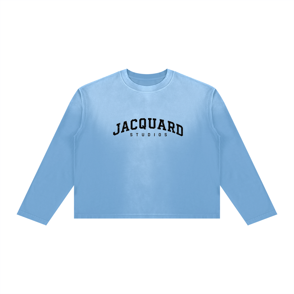 JacquardStudios Arched Unisex Sunfade Boxy Long Sleeve in Sky Blue