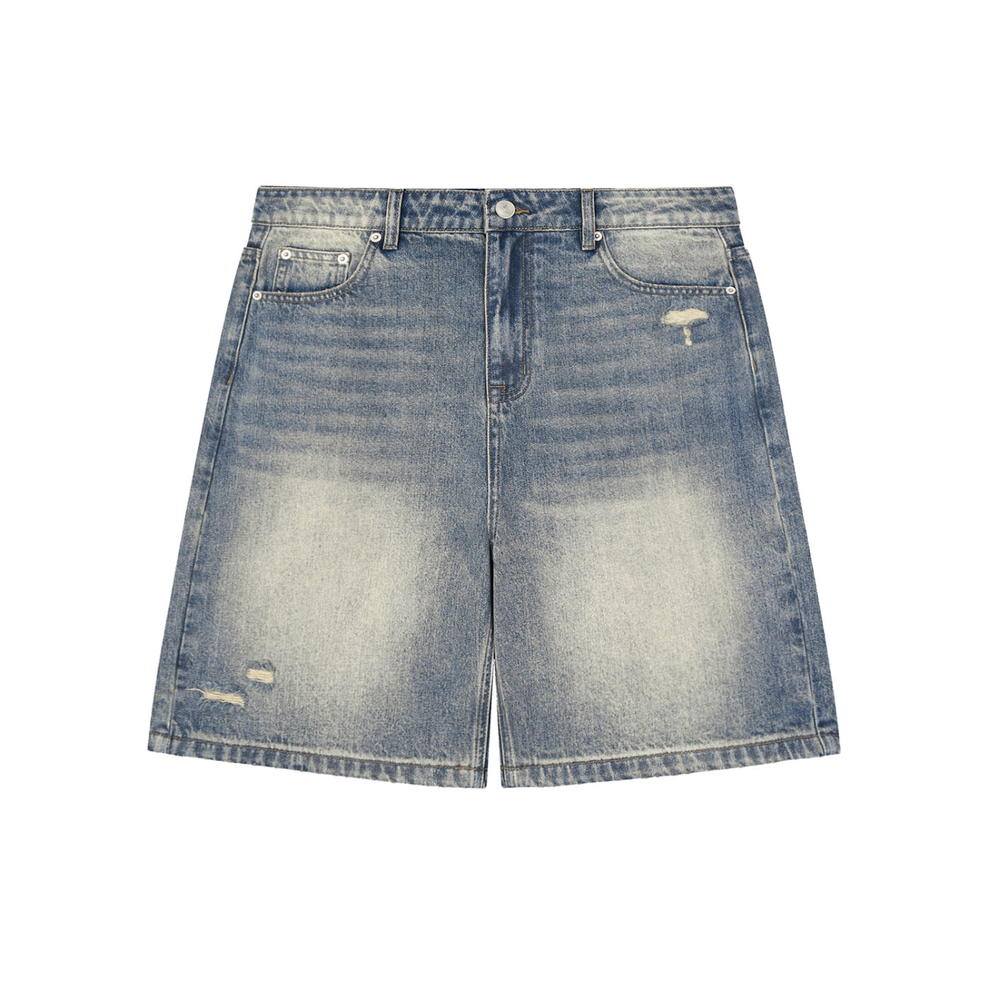 JacquardStudios Faded Distressed Baggy Denim Shorts in Blue