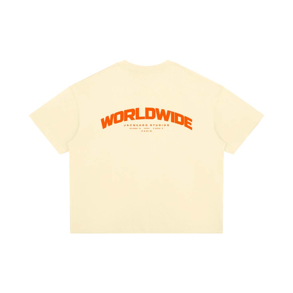 JacquardStudios Worldwide Orange T-Shirt in Apricot, alternate view