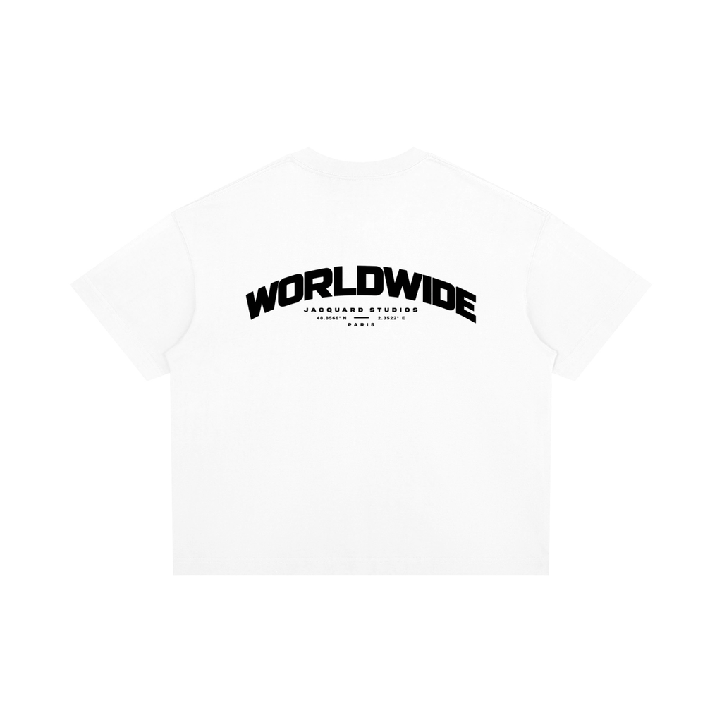JacquardStudios Worldwide T-Shirt in White, alternate view