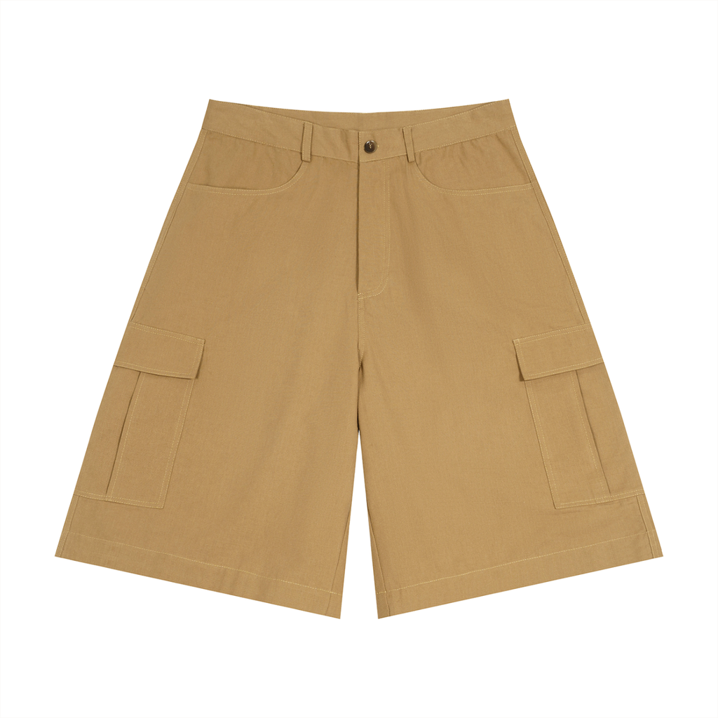 JacquardStudios Unisex Woven Cargo Shorts in Brown