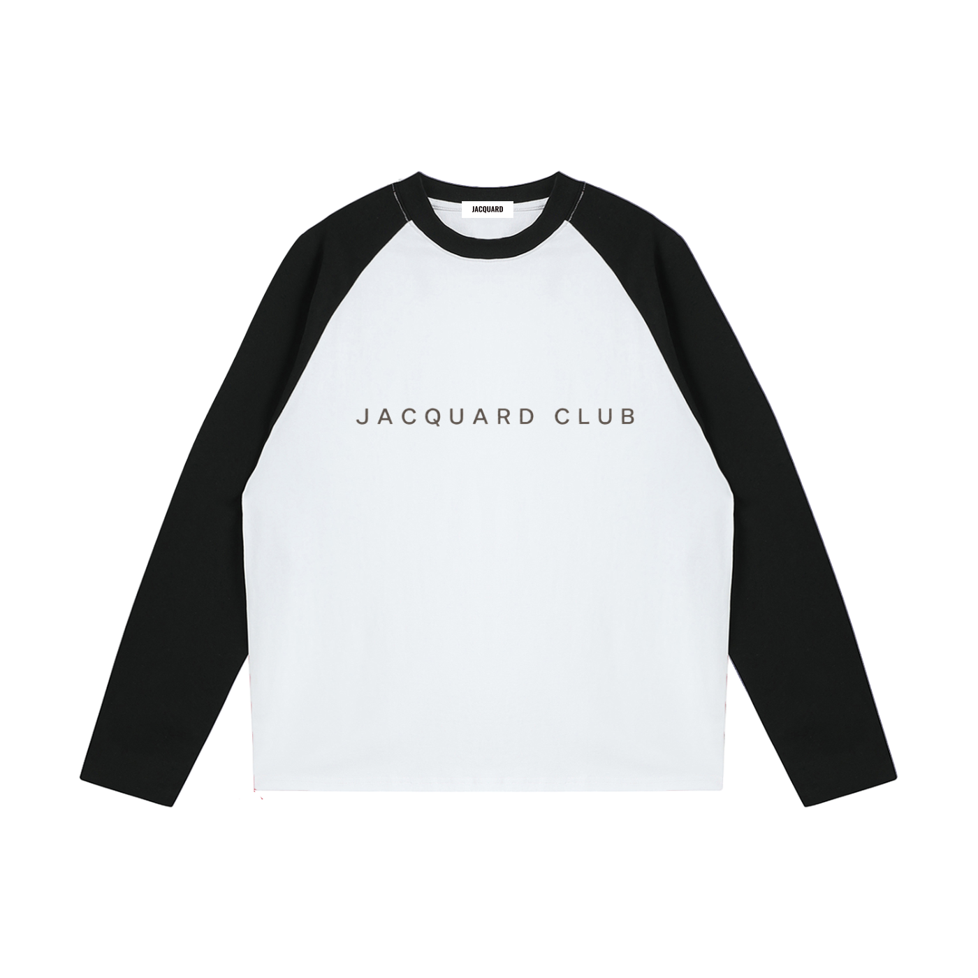 JacquardStudios Club Raglan Long Sleeve in White with Black
