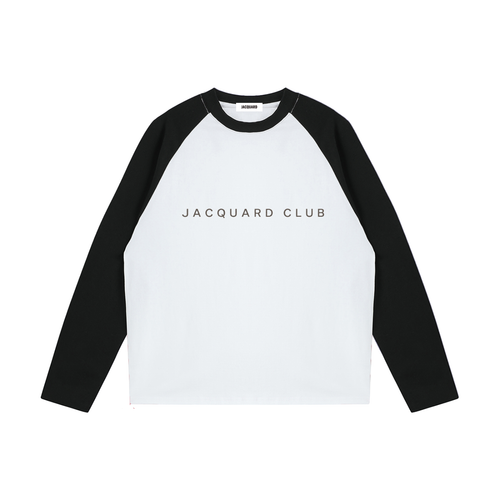 JacquardStudios Club Raglan Long Sleeve in White with Black