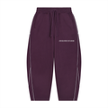 JacquardStudios Unisex Piping Fleece Barrel Leg Sweatpants in Plum Purple