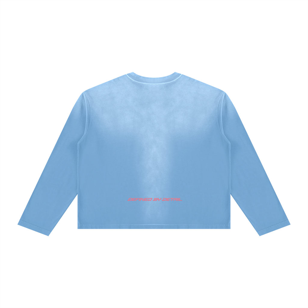 JacquardStudios Defined Unisex Sunfade Boxy Long Sleeve in Sky Blue, alternate view
