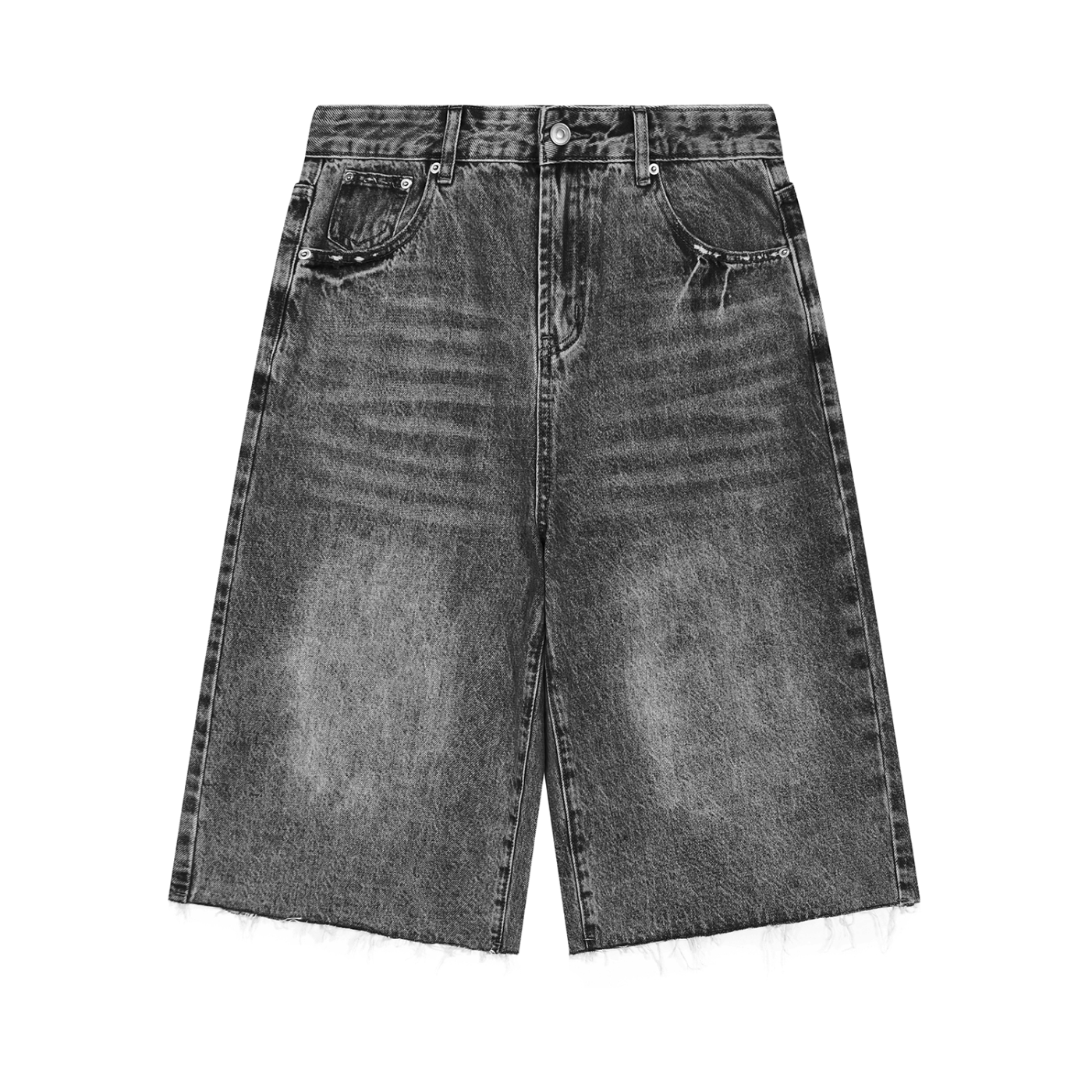 JacquardStudios Men’s Vintage Wide Leg Denim Shorts in Black