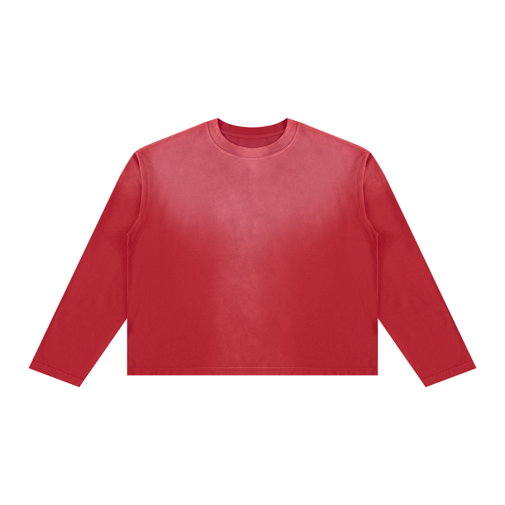 JacquardStudios Basic Unisex Sunfade Boxy Long Sleeve in Red