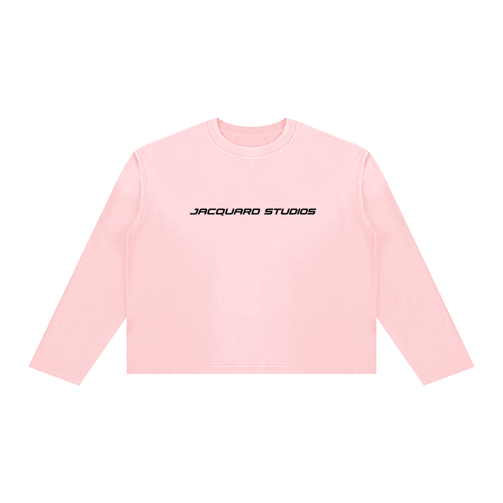 JacquardStudios J/S Unisex Sunfade Boxy Long Sleeve, black print, in Pink