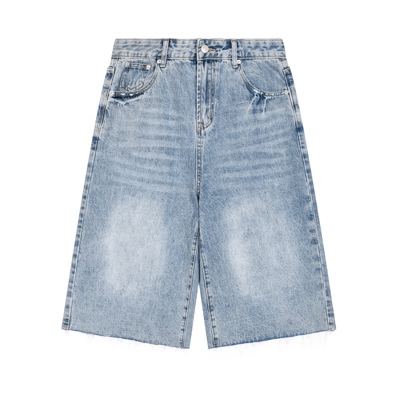 JacquardStudios Men’s Vintage Wide Leg Denim Shorts in Jeans Blue