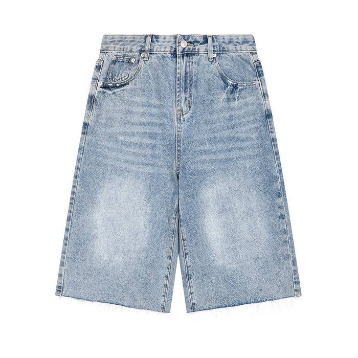 JacquardStudios Men’s Vintage Wide Leg Denim Shorts in Jeans Blue