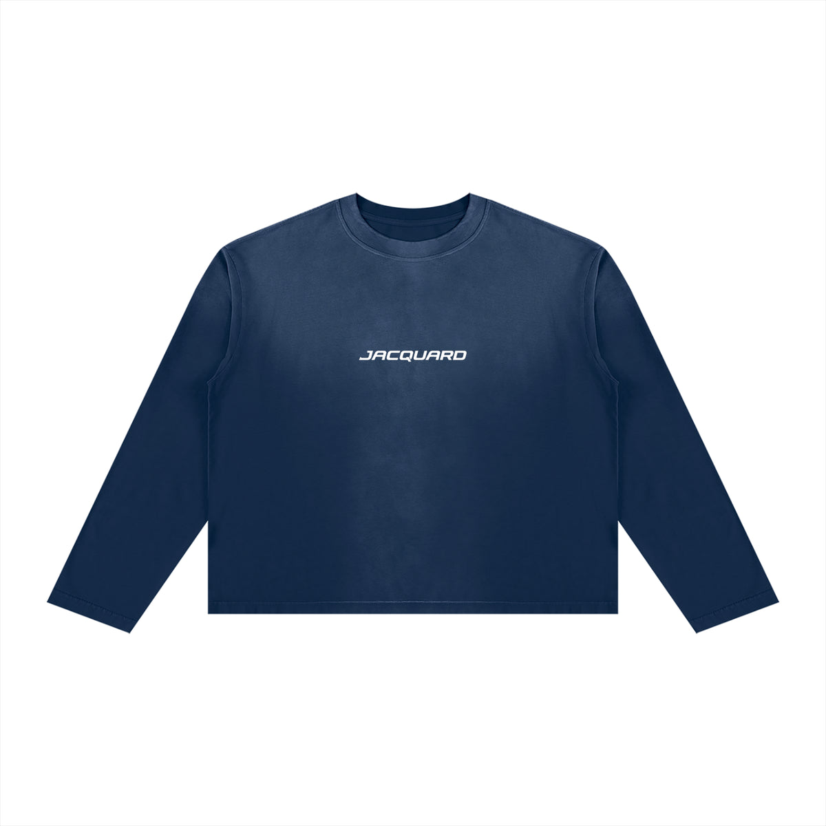 JacquardStudios Classic Unisex Sunfade Boxy Long Sleeve in Navy Blue