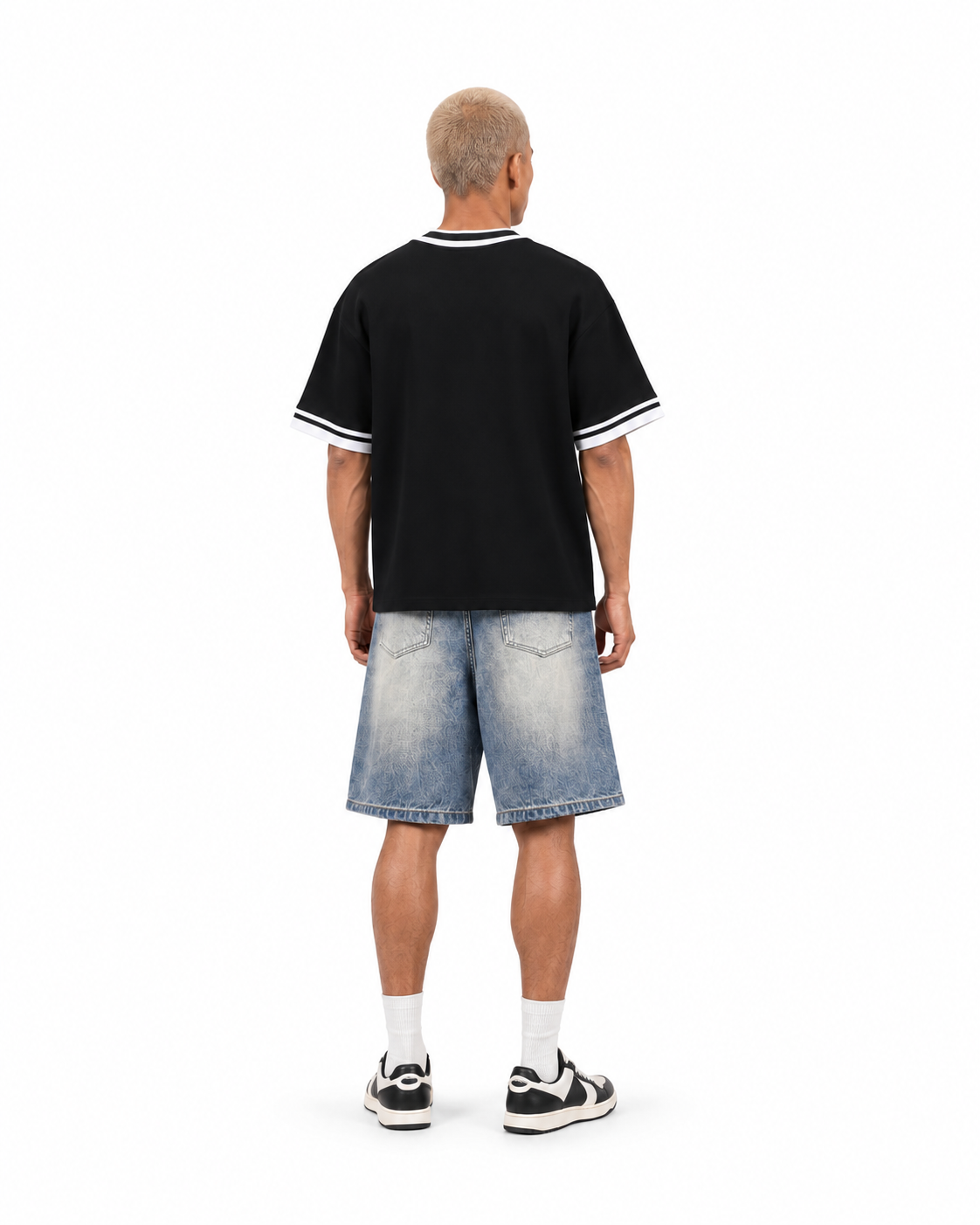 JacquardStudios Unisex Boxy Heavyweight Baseball Jersey in Black, alternate view