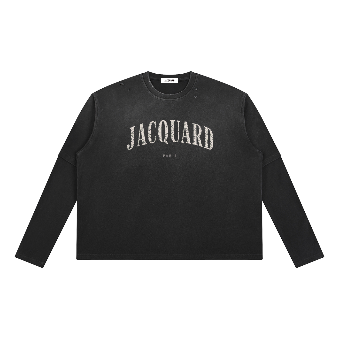 JacquardStudios Unisex Washed Layered Long Sleeve in Black