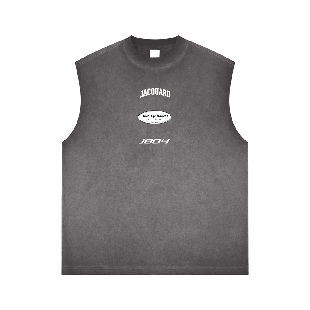 JacquardStudios Logo Reverse Washed Tank Top in Gray
