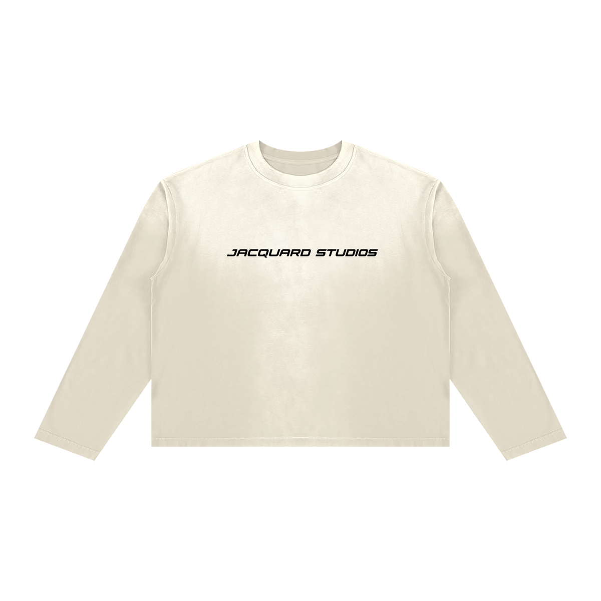 JacquardStudios Unisex Sunfade Boxy Long Sleeve T-Shirt in Cream White