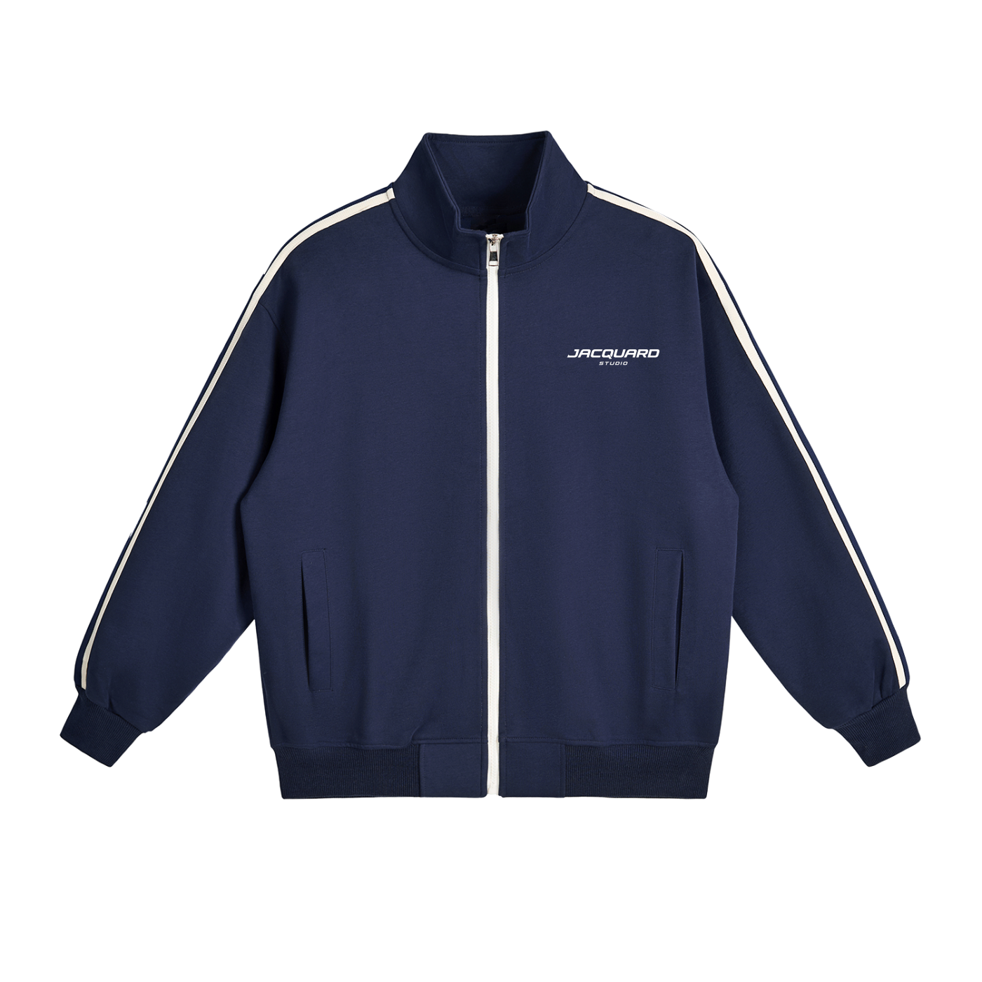 JacquardStudios Studio Stripe Collar Jacket in Royal Blue