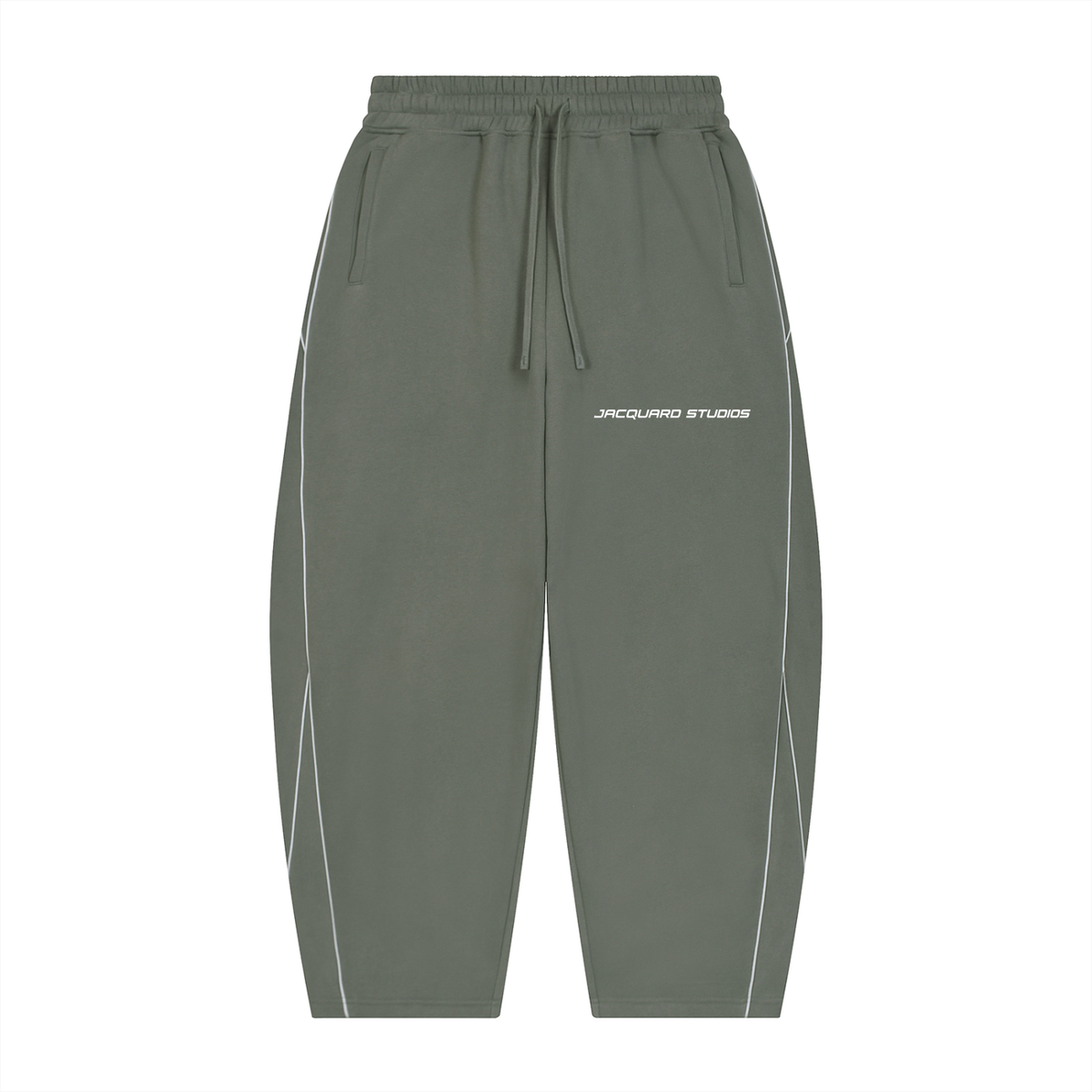 JacquardStudios Unisex Piping Fleece Barrel Leg Sweatpants in Medium Gray