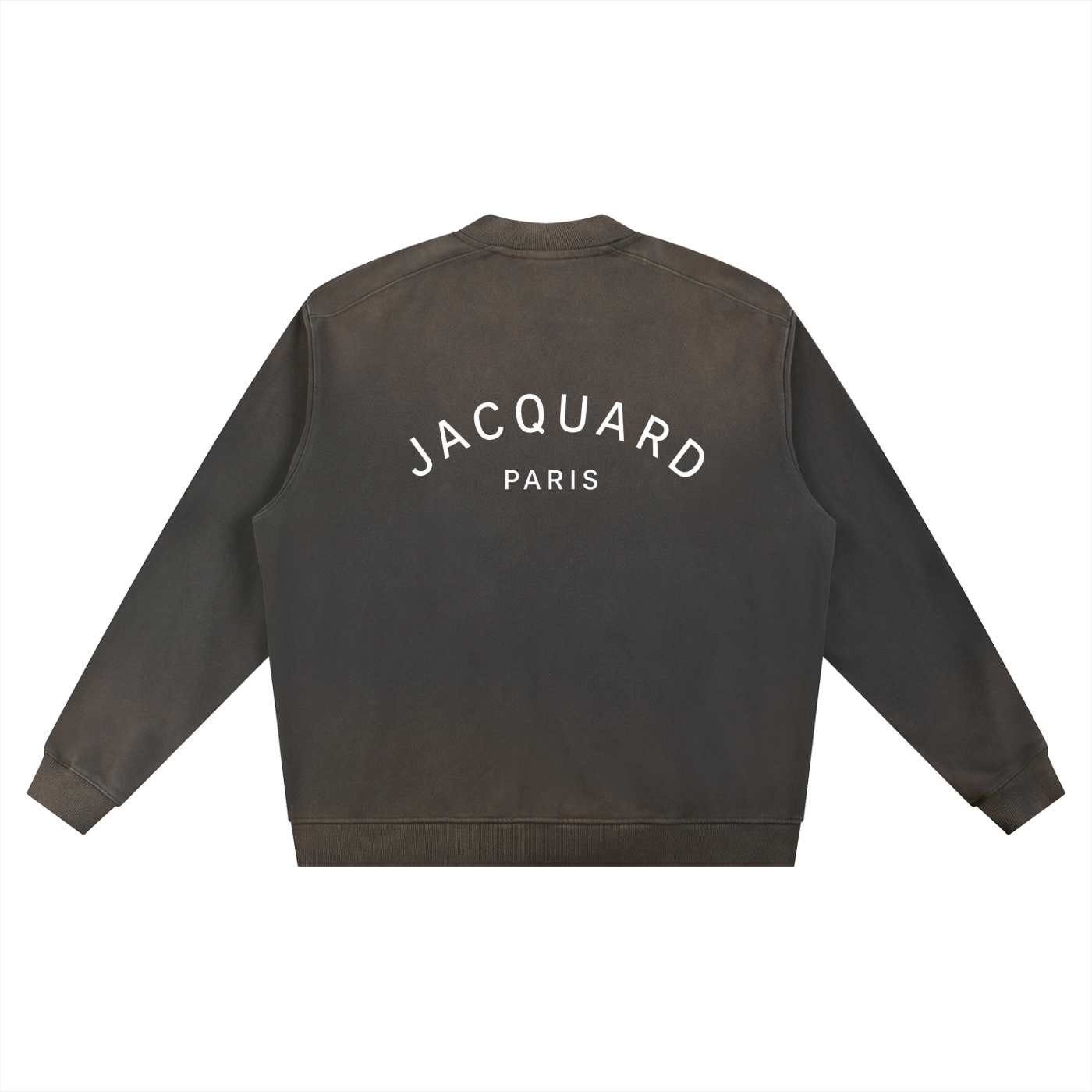 JacquardStudios Paris Sun Fade Heavyweight Baseball Jacket in Dark Gray, alternate view