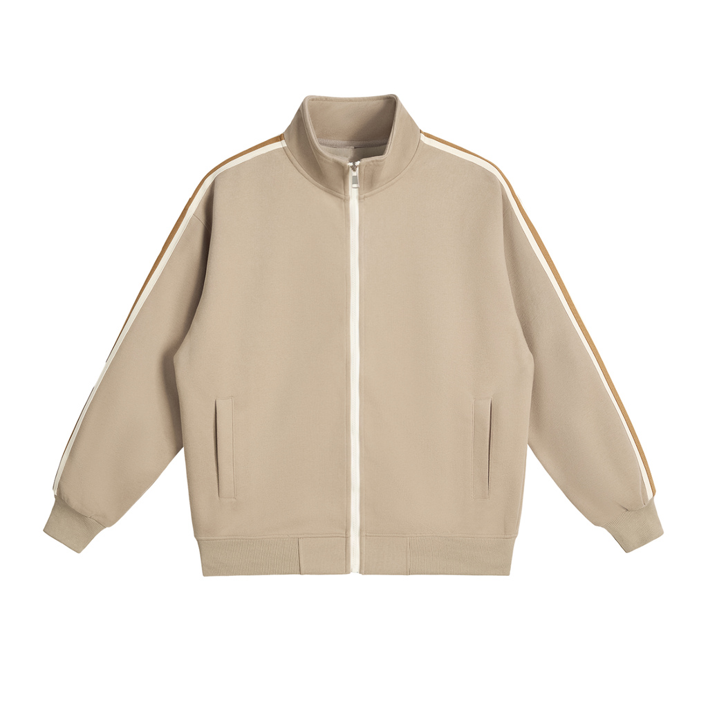 JacquardStudios Stripe Collar Jacket in Khaki