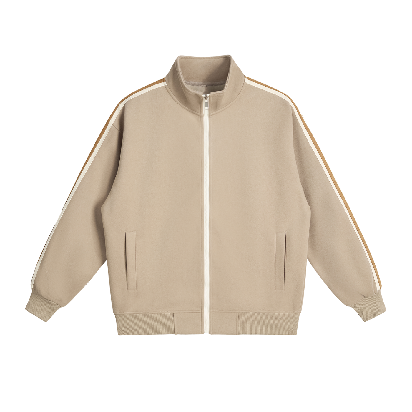 JacquardStudios Stripe Collar Jacket in Khaki