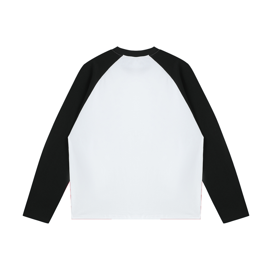 JacquardStudios Club Raglan Long Sleeve in White with Black, alternate view