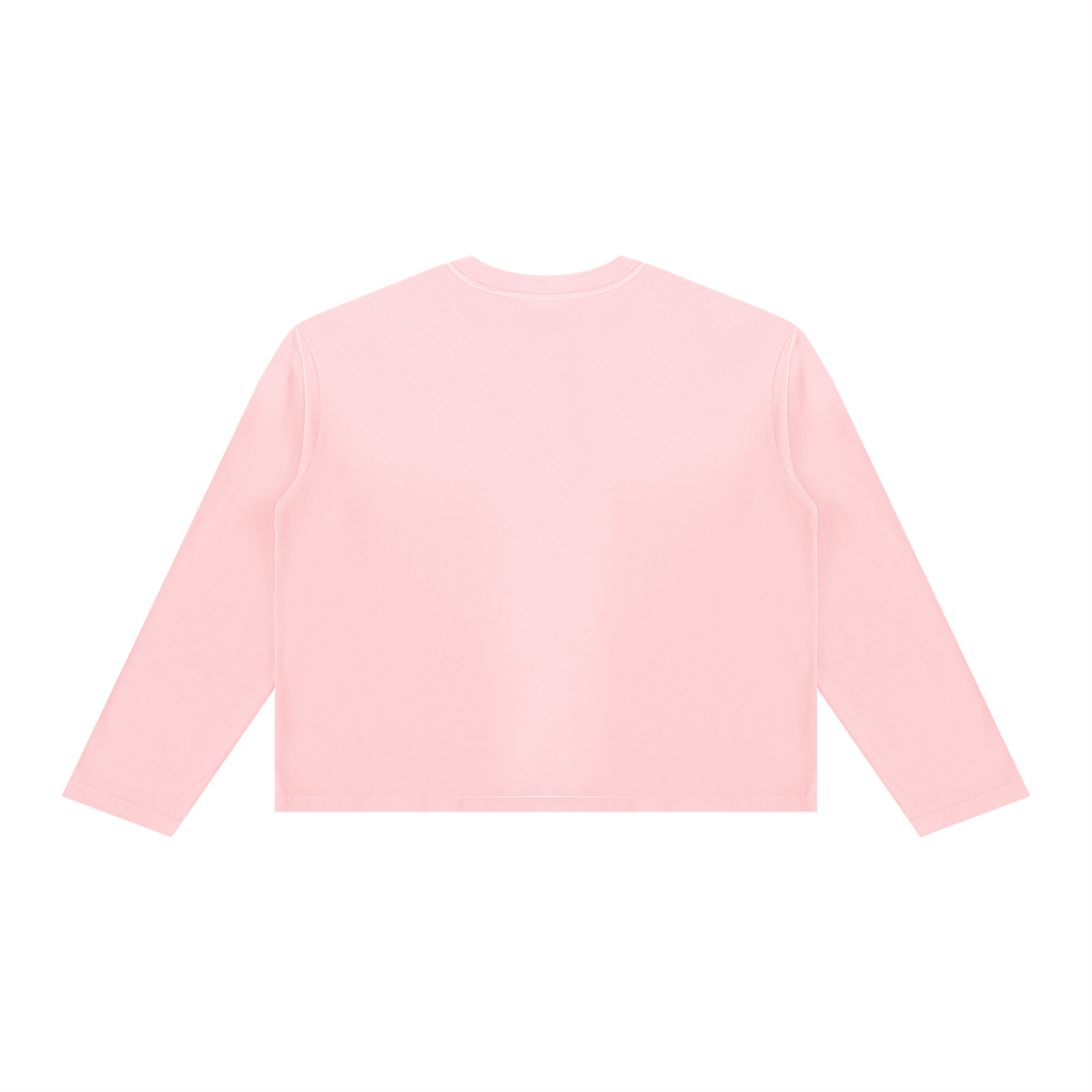 JacquardStudios J/S Unisex Sunfade Boxy Long Sleeve, black print, in Pink, alternate view
