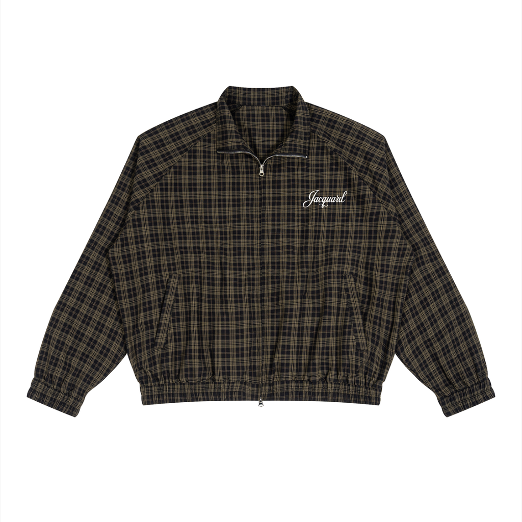 Jacket of the JacquardStudios Plaid Tracksuit in Black Plaid