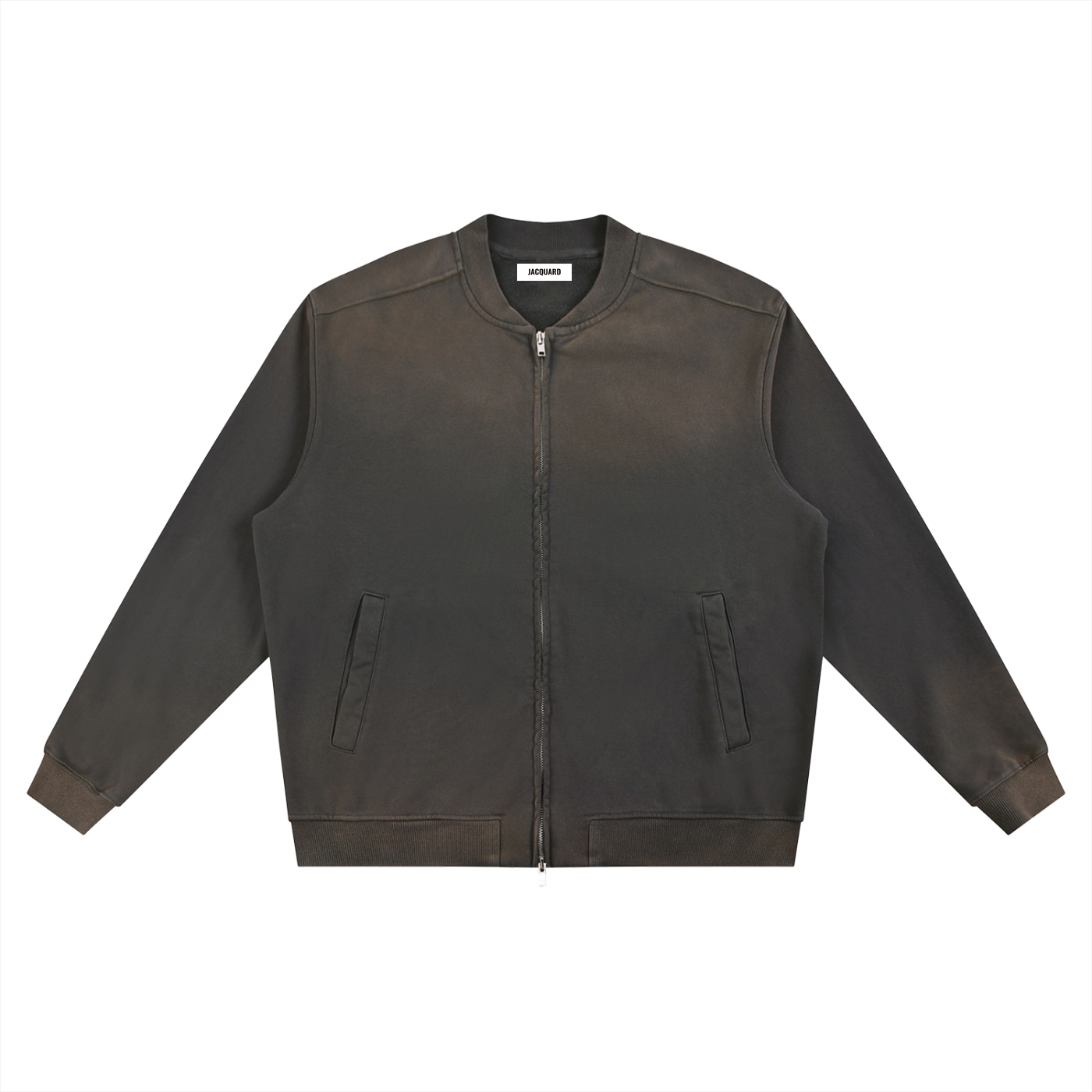 JacquardStudios Paris Sun Fade Heavyweight Baseball Jacket in Dark Gray