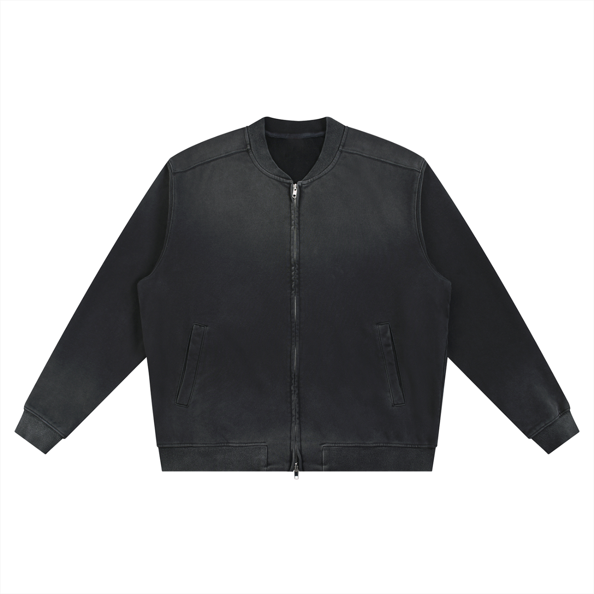 JacquardStudios Paris Sun Fade Heavyweight Baseball Jacket in Black, alternate view