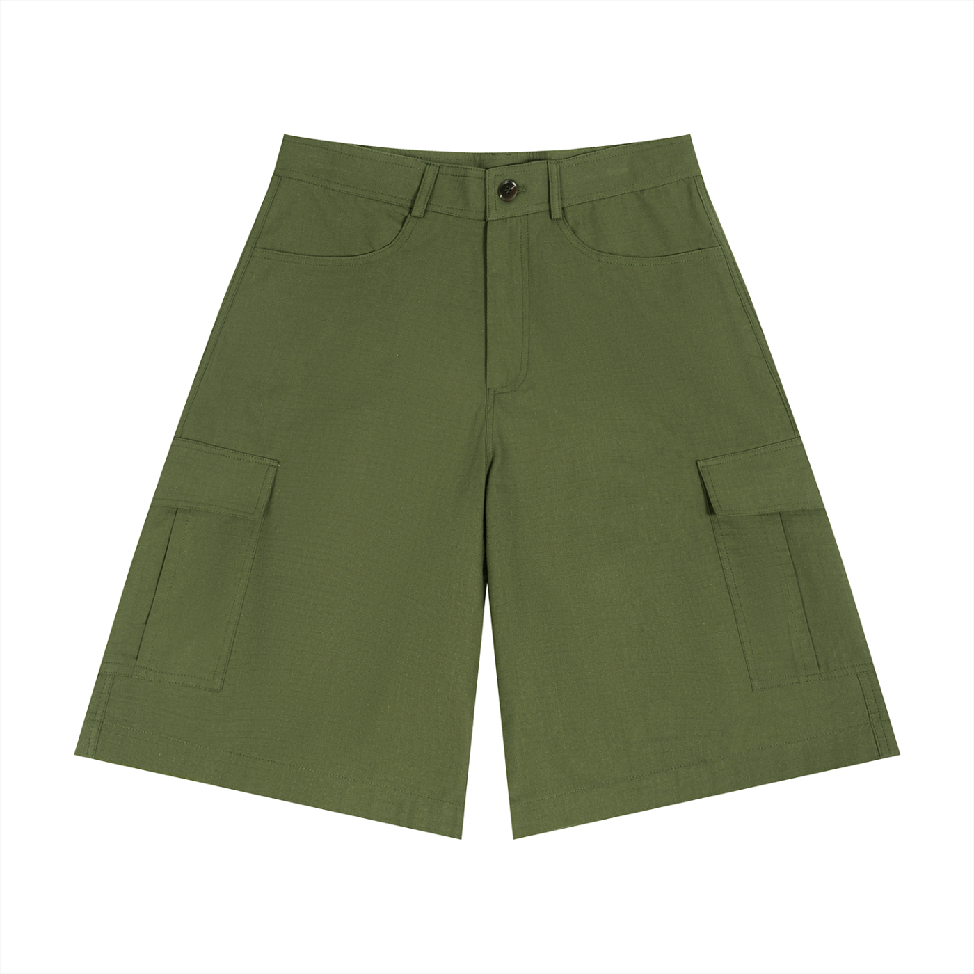 JacquardStudios Unisex Woven Cargo Shorts in Army Green