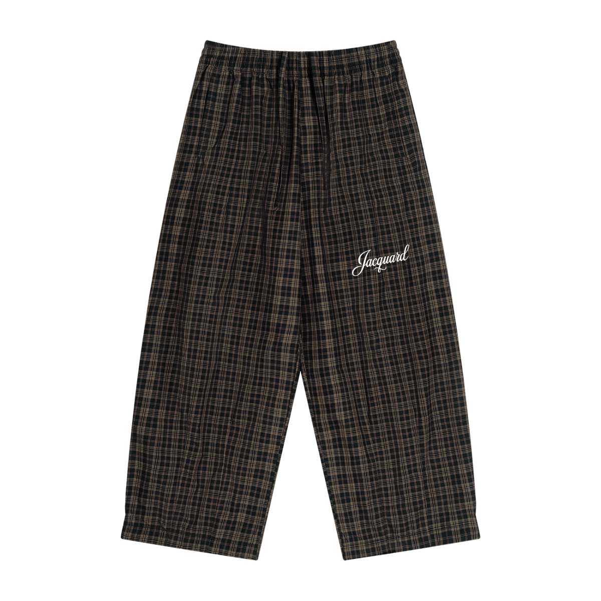 JacquardStudios Unisex Plaid Wide Leg Pants in Black Plaid