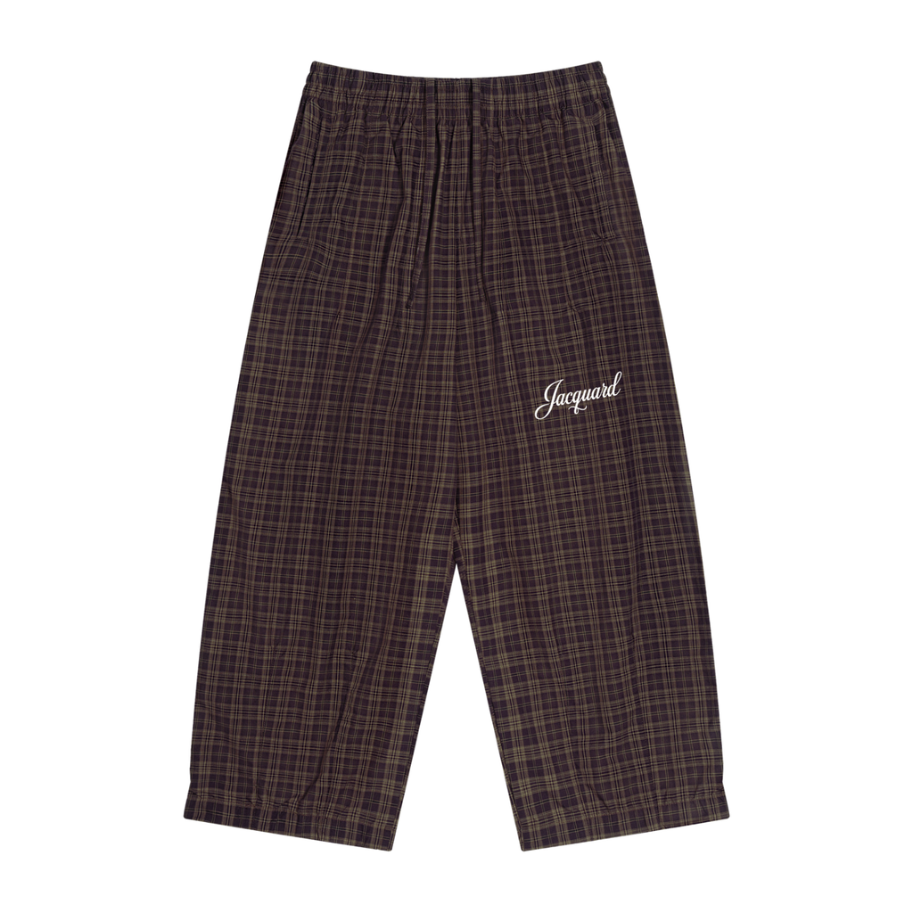 JacquardStudios Unisex Plaid Wide Leg Pants in Red Plaid