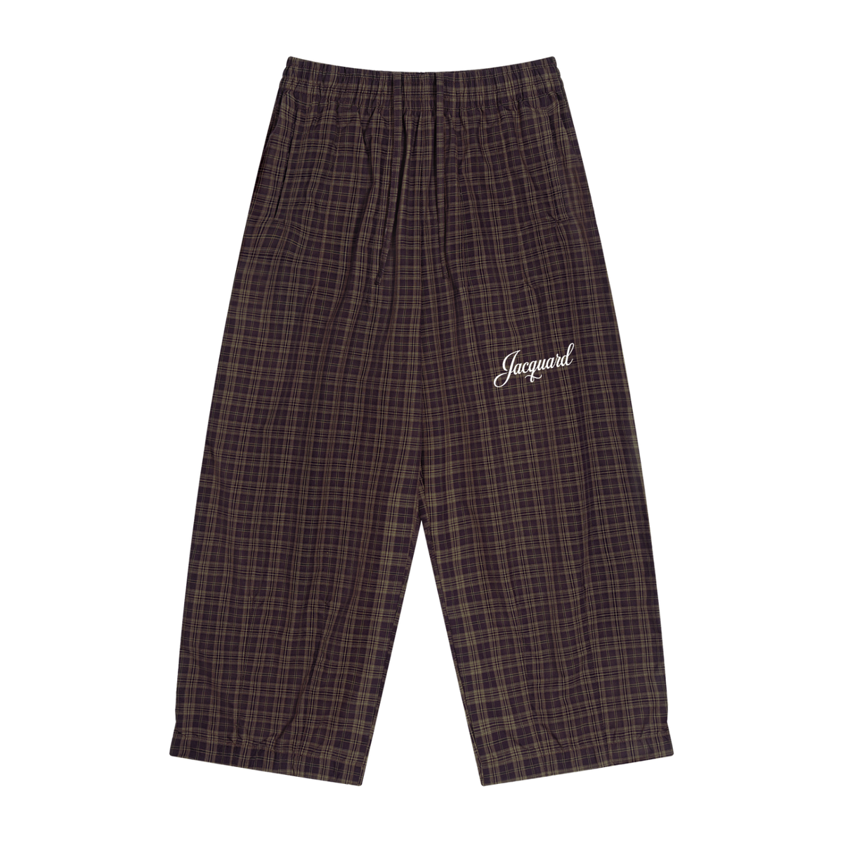 JacquardStudios Unisex Plaid Wide Leg Pants in Red Plaid