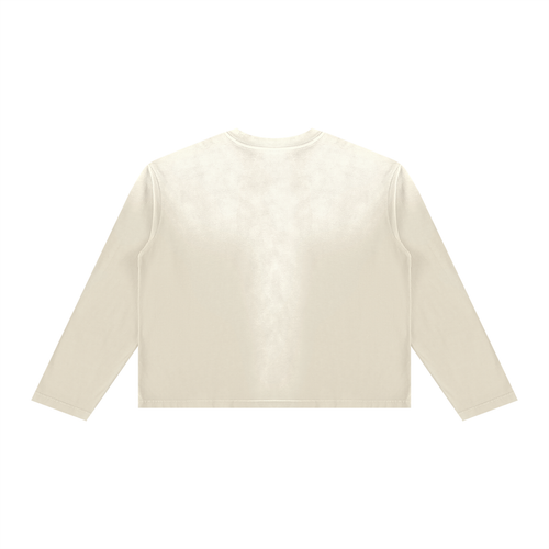 JacquardStudios Arched Unisex Sunfade Boxy Long Sleeve in Apricot, alternate view