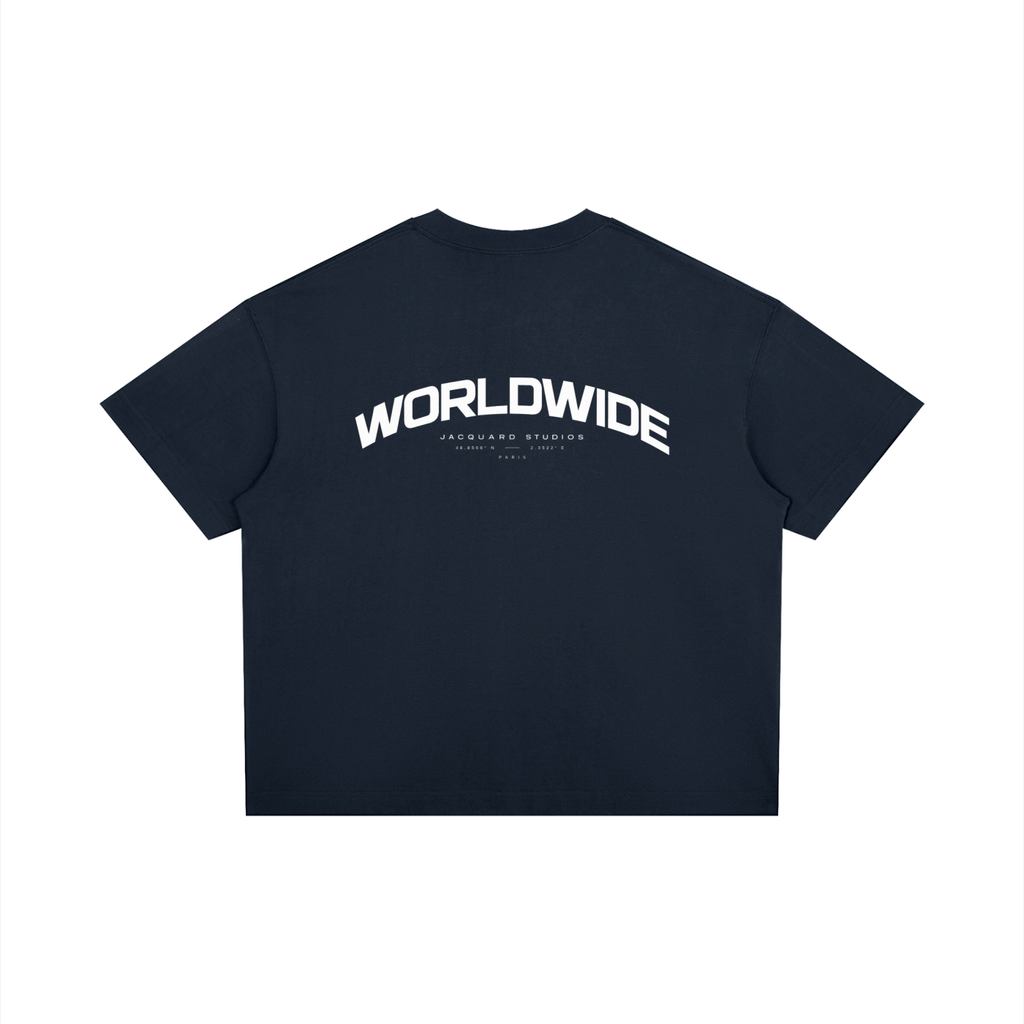 JacquardStudios Worldwide T-Shirt in Navy Blue, alternate view