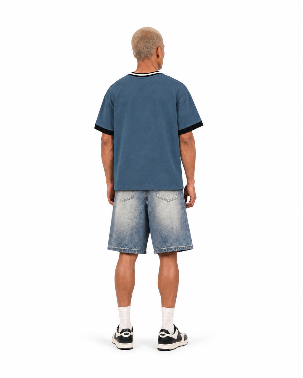 JacquardStudios Unisex Star V-Neck T-Shirt in Haze Blue, alternate view