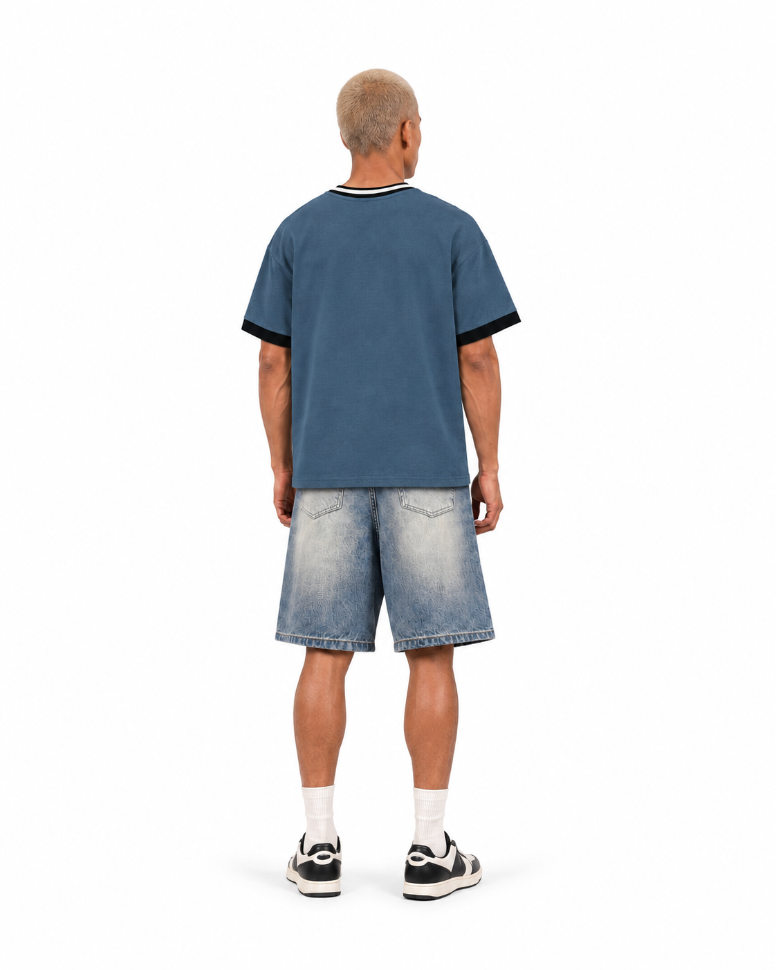 JacquardStudios Unisex Star V-Neck T-Shirt in Haze Blue, alternate view